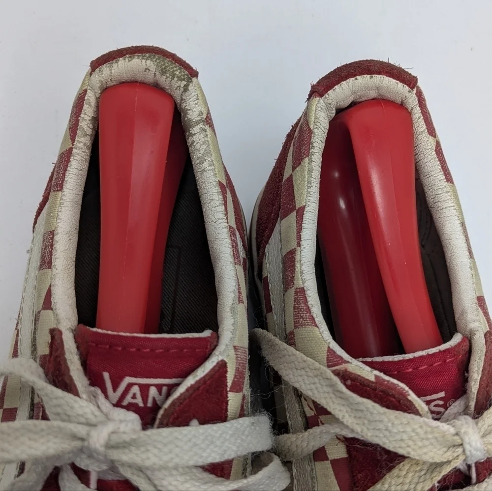 Vans Red Checker Sneaker Shoe 8 Women - Picture 7 of 8